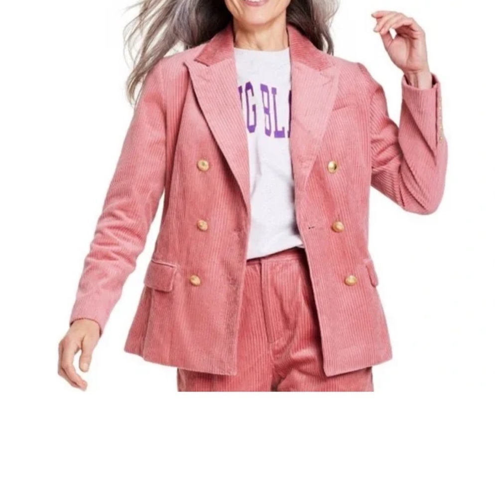 Rowing Blazers double breasted Blush Corduroy Blazer gold tone buttons sz XS